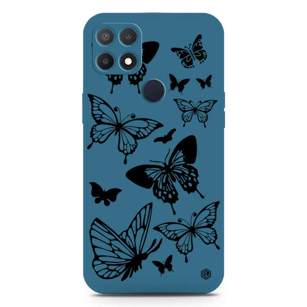 Cute Butterfly Design Soft Phone Case - Silica Gel Case - Blue - Oppo A15s