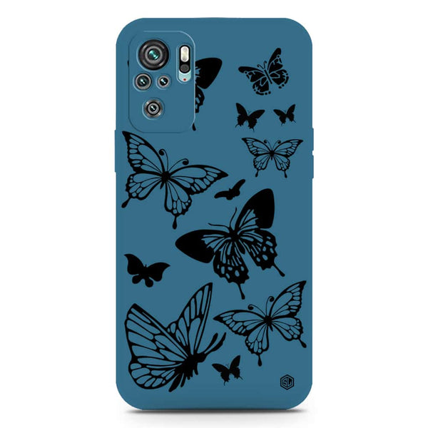 Cute Butterfly Design Soft Phone Case - Silica Gel Case - Blue - Xiaomi Redmi Note 10 4G