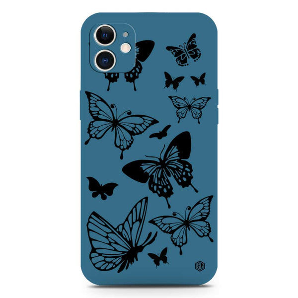 Cute Butterfly Design Soft Phone Case - Silica Gel Case - Blue - iPhone 12