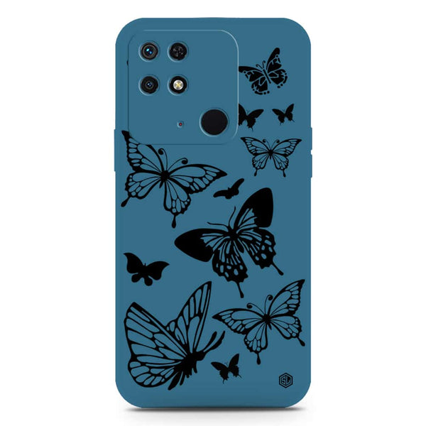 Cute Butterfly Design Soft Phone Case - Silica Gel Case - Blue - Xiaomi Redmi 10C