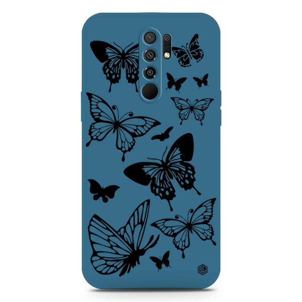 Cute Butterfly Design Soft Phone Case - Silica Gel Case - Blue - Xiaomi Redmi 9 Prime