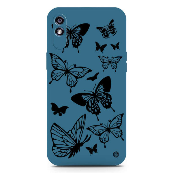 Cute Butterfly Design Soft Phone Case - Silica Gel Case - Blue - Xiaomi Redmi 9A