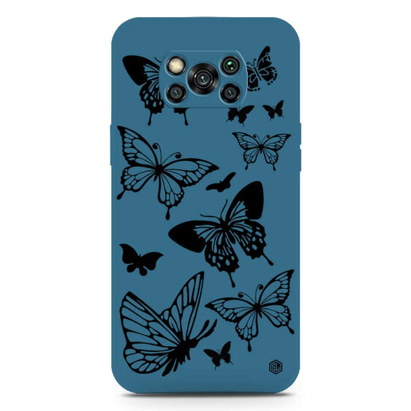 Cute Butterfly Design Soft Phone Case - Silica Gel Case - Blue - Xiaomi Poco X3