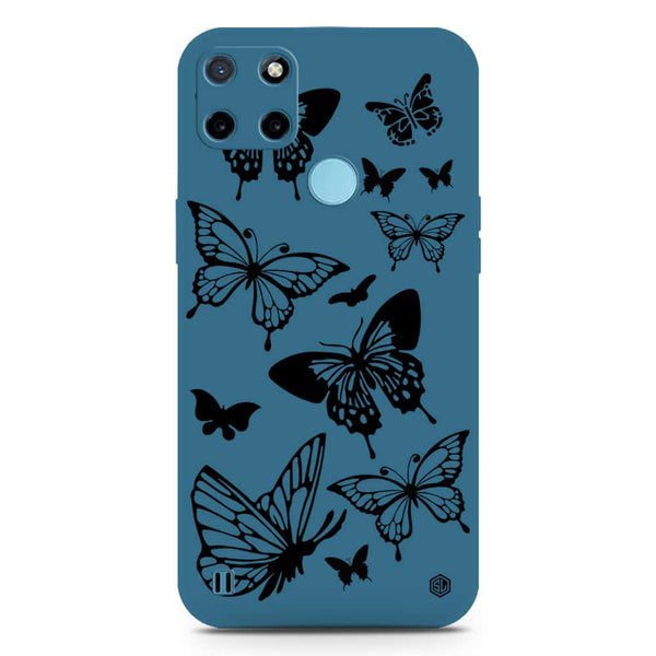 Cute Butterfly Design Soft Phone Case - Silica Gel Case - Blue - Realme C21Y