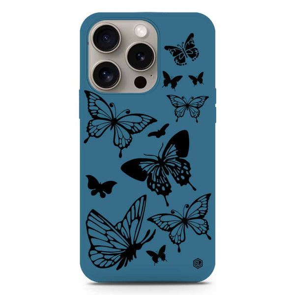 Cute Butterfly Design Soft Phone Case - Silica Gel Case - Blue - iPhone 16 Pro Max