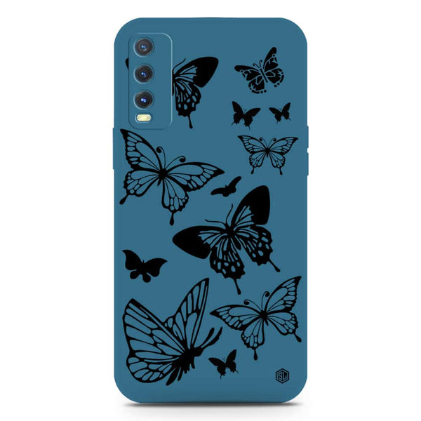 Cute Butterfly Design Soft Phone Case - Silica Gel Case - Blue - Vivo Y20