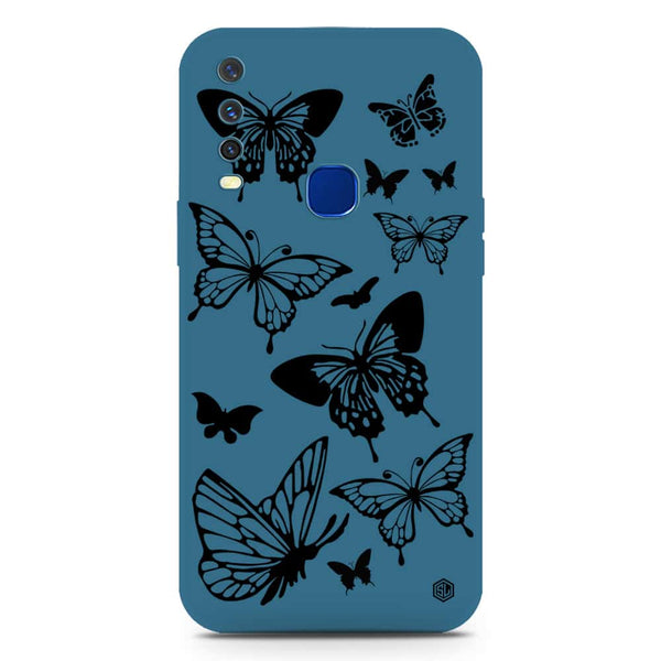 Cute Butterfly Design Soft Phone Case - Silica Gel Case - Blue - Vivo Y17
