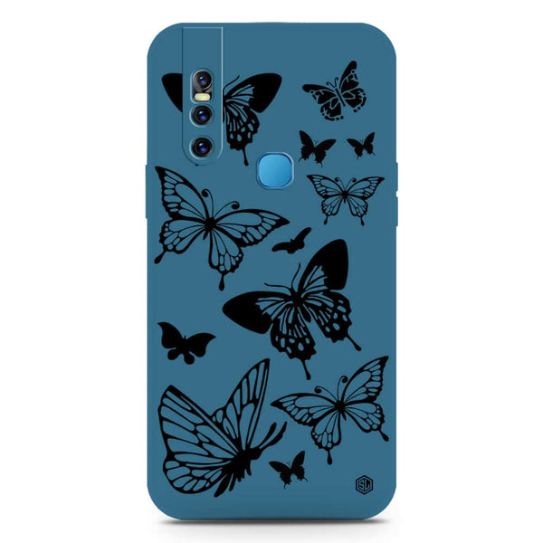 Cute Butterfly Design Soft Phone Case - Silica Gel Case - Blue - Vivo V15
