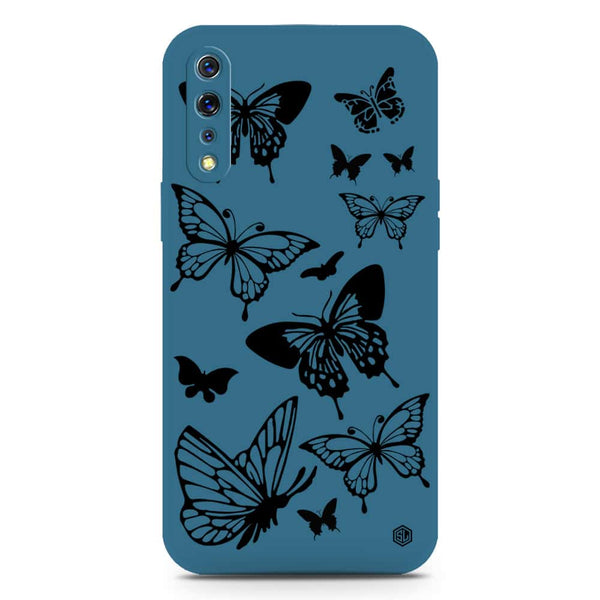 Cute Butterfly Design Soft Phone Case - Silica Gel Case - Blue - Vivo S1