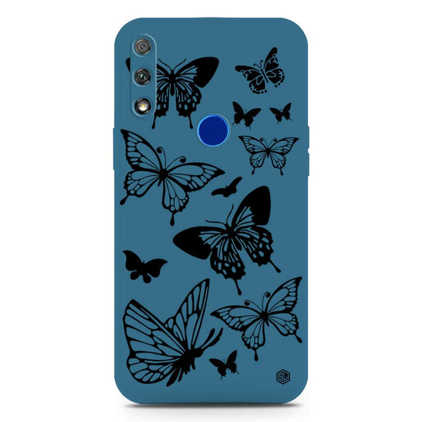 Cute Butterfly Design Soft Phone Case - Silica Gel Case - Blue - Honor 9X