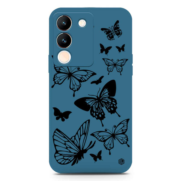 Cute Butterfly Design Soft Phone Case - Silica Gel Case - Blue - Vivo V29e