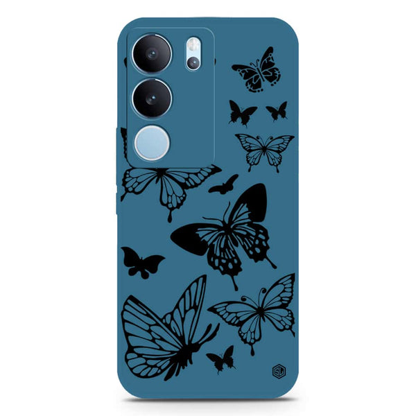 Cute Butterfly Design Soft Phone Case - Silica Gel Case - Blue - Vivo V29