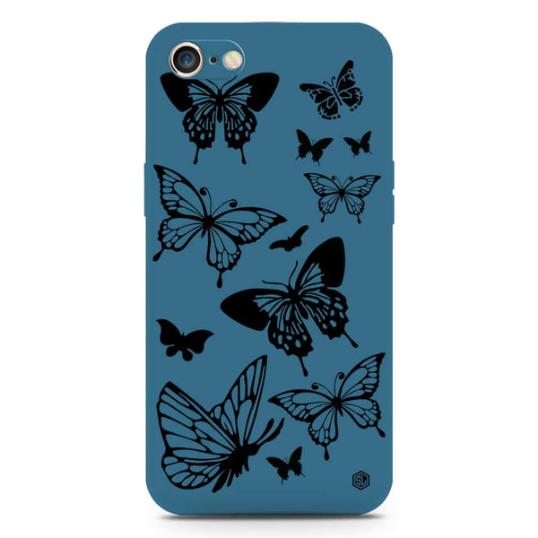 Cute Butterfly Design Soft Phone Case - Silica Gel Case - Blue - iPhone 8 / 7