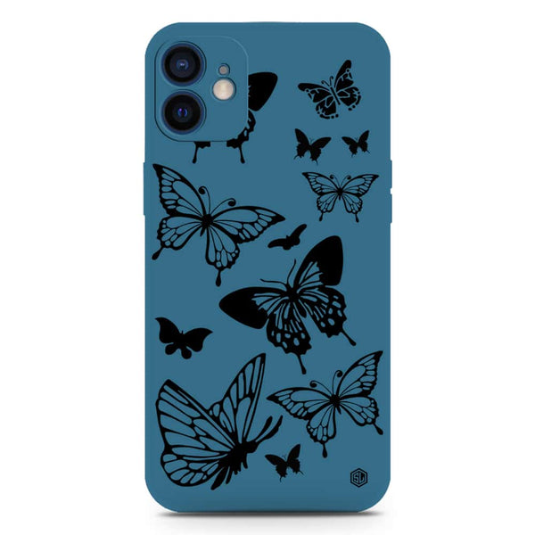 Cute Butterfly Design Soft Phone Case - Silica Gel Case - Blue - iPhone 12 Mini
