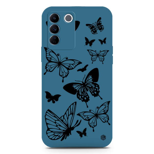 Cute Butterfly Design Soft Phone Case - Silica Gel Case - Blue - Vivo V27e