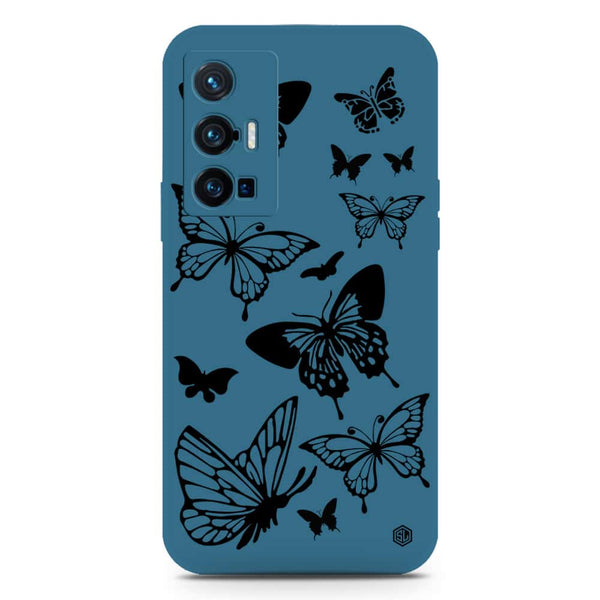 Cute Butterfly Design Soft Phone Case - Silica Gel Case - Blue - Vivo X70 Pro