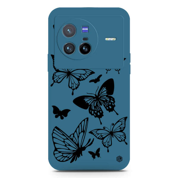 Cute Butterfly Design Soft Phone Case - Silica Gel Case - Blue - Vivo X80