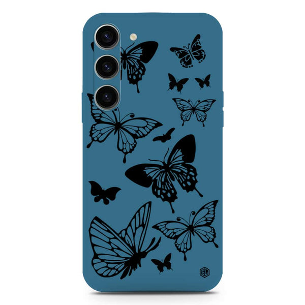 Cute Butterfly Design Soft Phone Case - Silica Gel Case - Blue - Samsung Galaxy S23 Plus 5G