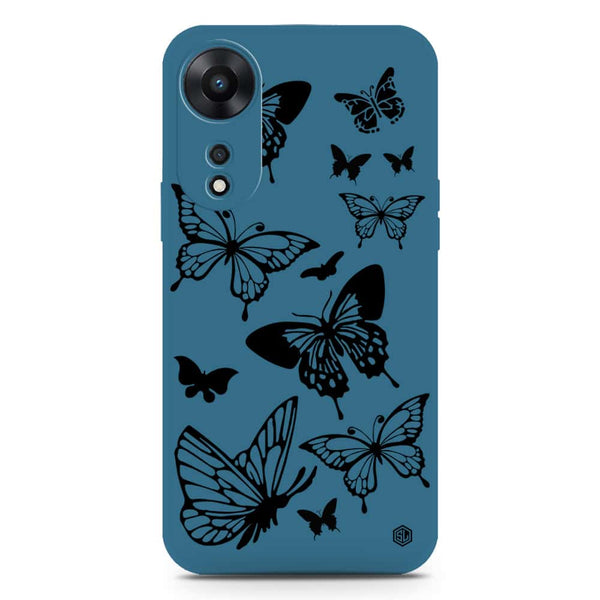 Cute Butterfly Design Soft Phone Case - Silica Gel Case - Blue - Oppo A78 4G