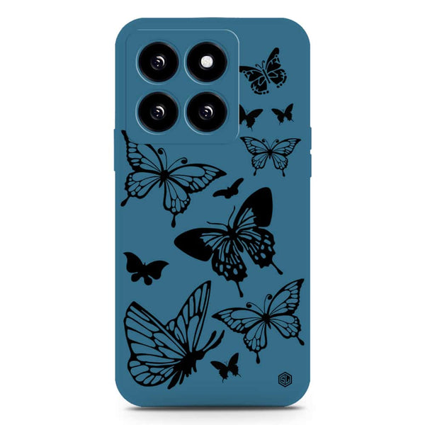 Cute Butterfly Design Soft Phone Case - Silica Gel Case - Blue - Xiaomi 14