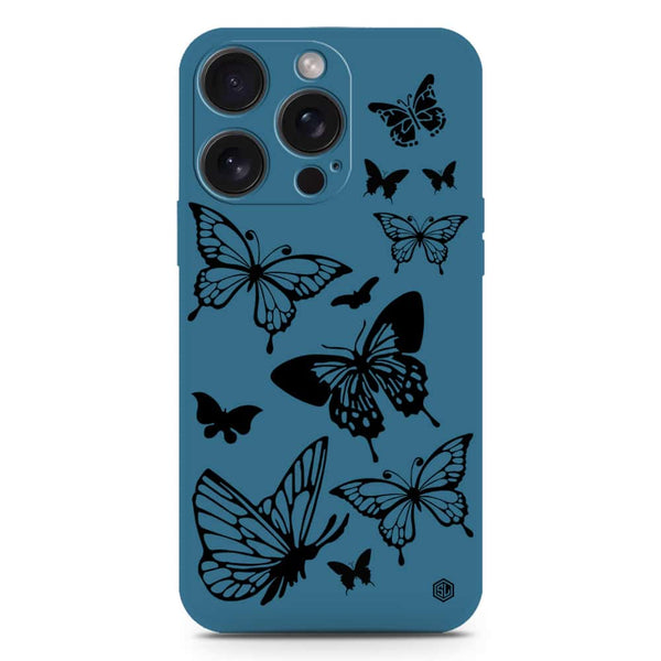 Cute Butterfly Design Soft Phone Case - Silica Gel Case - Blue - iPhone 15 Plus
