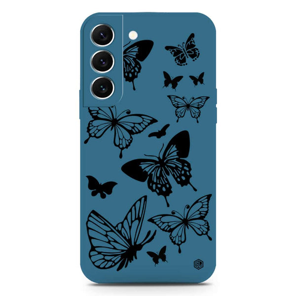 Cute Butterfly Design Soft Phone Case - Silica Gel Case - Blue - Samsung Galaxy S22 5G