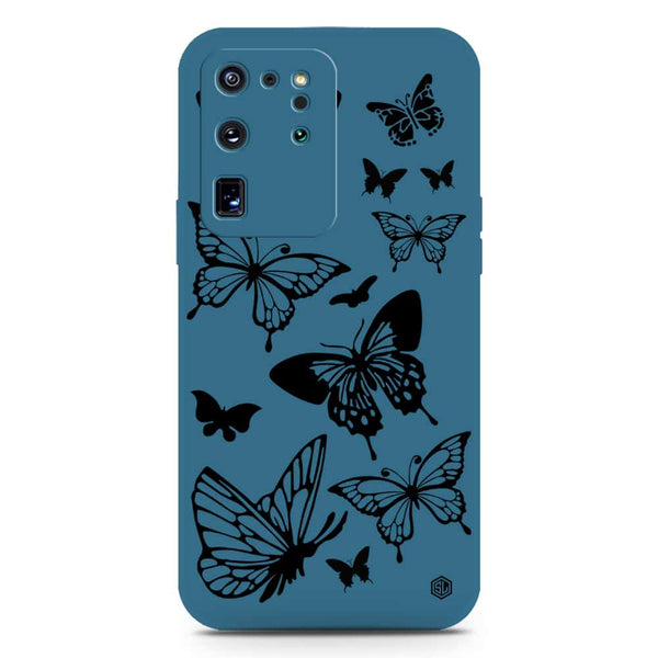 Cute Butterfly Design Soft Phone Case - Silica Gel Case - Blue - Samsung Galaxy S20 Ultra