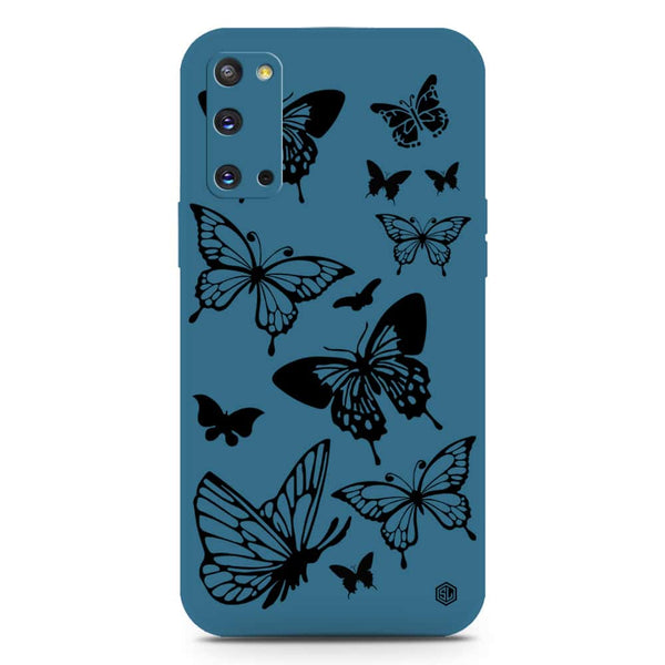 Cute Butterfly Design Soft Phone Case - Silica Gel Case - Blue - Samsung Galaxy S20