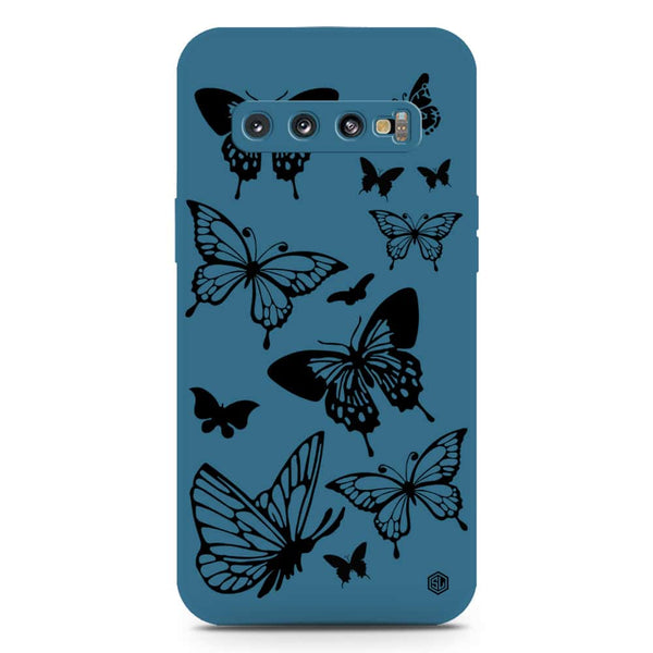Cute Butterfly Design Soft Phone Case - Silica Gel Case - Blue - Samsung Galaxy S10