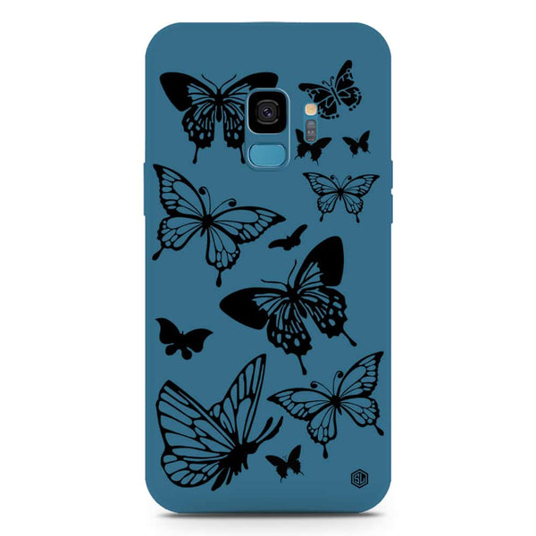 Cute Butterfly Design Soft Phone Case - Silica Gel Case - Blue - Samsung Galaxy S9