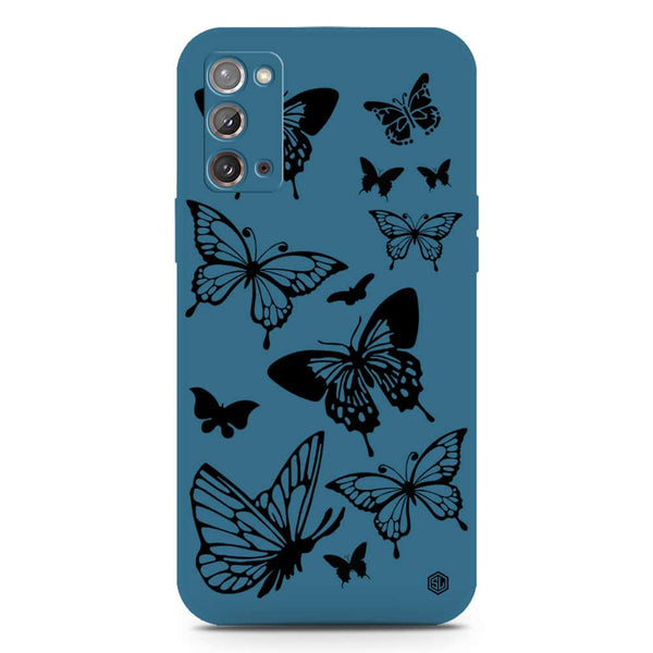 Cute Butterfly Design Soft Phone Case - Silica Gel Case - Blue - Samsung Galaxy Note 20