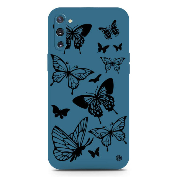 Cute Butterfly Design Soft Phone Case - Silica Gel Case - Blue - Samsung Galaxy Note 10