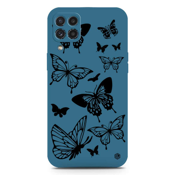 Cute Butterfly Design Soft Phone Case - Silica Gel Case - Blue - Samsung Galaxy M32
