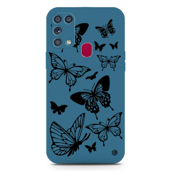 Cute Butterfly Design Soft Phone Case - Silica Gel Case - Blue - Samsung Galaxy M31