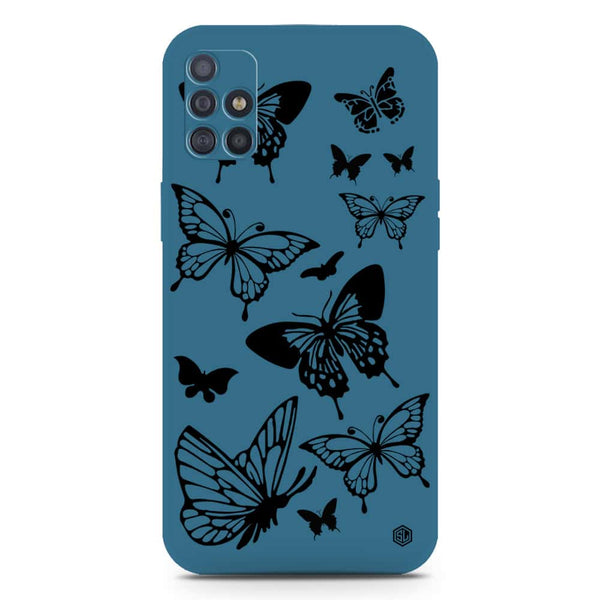 Cute Butterfly Design Soft Phone Case - Silica Gel Case - Blue - Samsung Galaxy A71