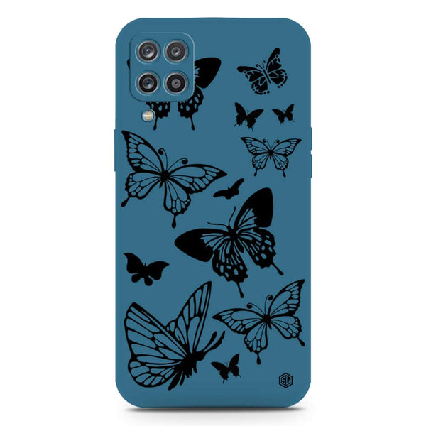 Cute Butterfly Design Soft Phone Case - Silica Gel Case - Blue - Samsung Galaxy A12