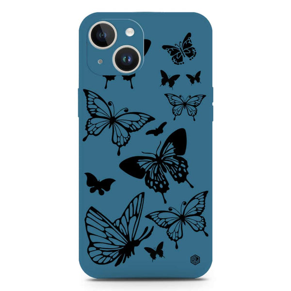 Cute Butterfly Design Soft Phone Case - Silica Gel Case - Blue - iPhone 14