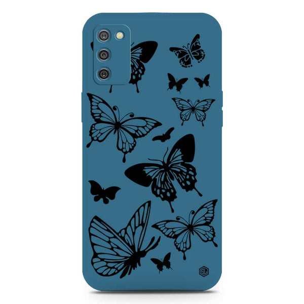Cute Butterfly Design Soft Phone Case - Silica Gel Case - Blue - Samsung Galaxy A03s