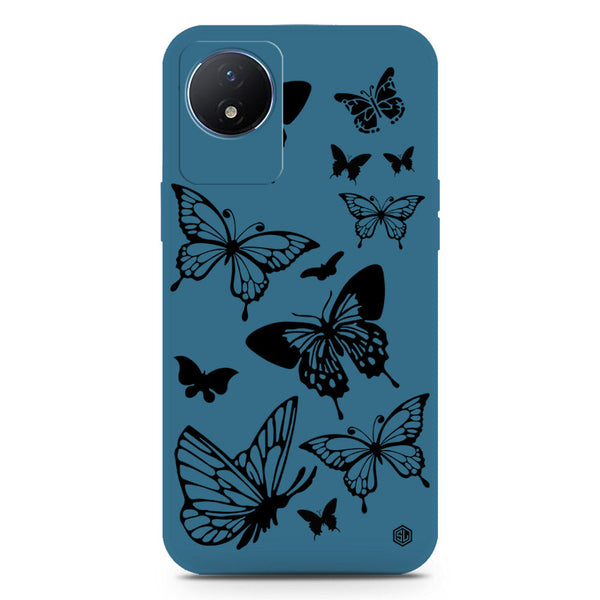 Cute Butterfly Design Soft Phone Case - Silica Gel Case - Blue - Vivo Y02A