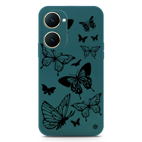 Cute Butterfly Design Soft Phone Case - Silica Gel Case - Darkgreen - Vivo Y18