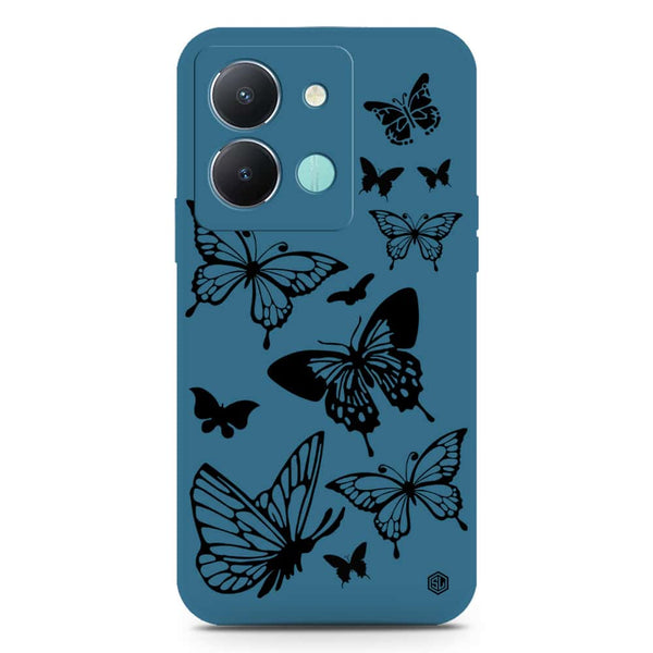 Cute Butterfly Design Soft Phone Case - Silica Gel Case - Blue - Vivo Y36 4G