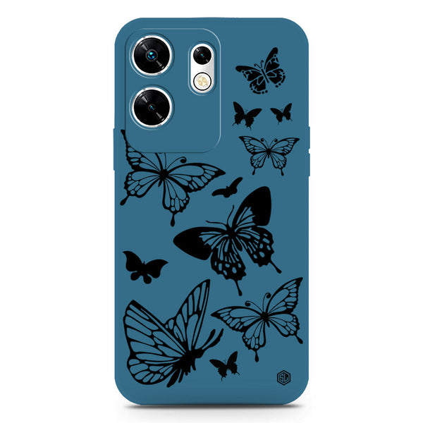 Cute Butterfly Design Soft Phone Case - Silica Gel Case - Blue - Infinix Zero 30 4G
