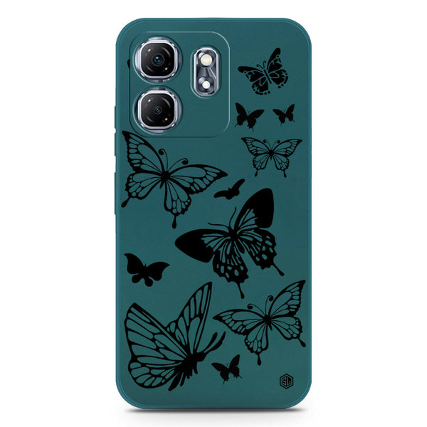 Cute Butterfly Design Soft Phone Case - Silica Gel Case - Darkgreen - Infinix Smart 9