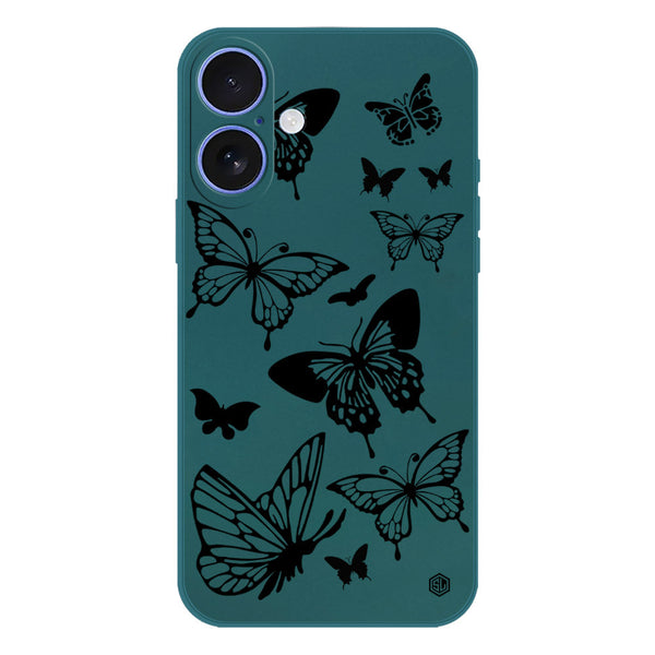 Cute Butterfly Design Soft Phone Case - Silica Gel Case - Darkgreen - iPhone 16 Plus