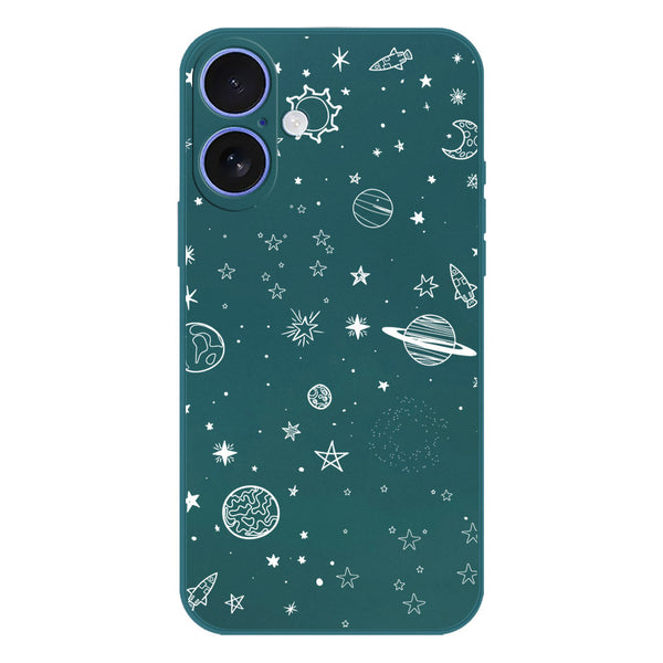 Stardust Dreams Design Soft Phone Case - Silica Gel Case - Darkgreen - iPhone 16 Plus