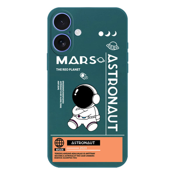 Astronaut Series Design Soft Phone Case - Silica Gel Case - Darkgreen - iPhone 16 Plus