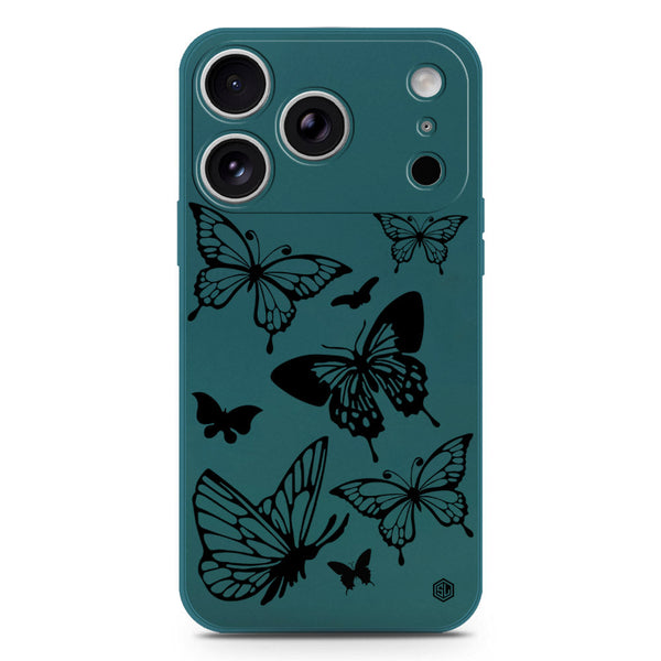 Cute Butterfly Design Soft Phone Case - Silica Gel Case - Darkgreen - iPhone 17 Pro