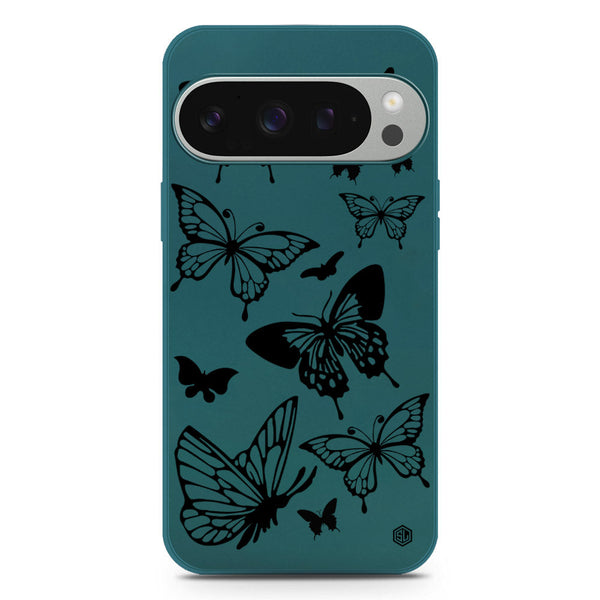 Cute Butterfly Design Soft Phone Case - Silica Gel Case - Darkgreen - Google Pixel 9