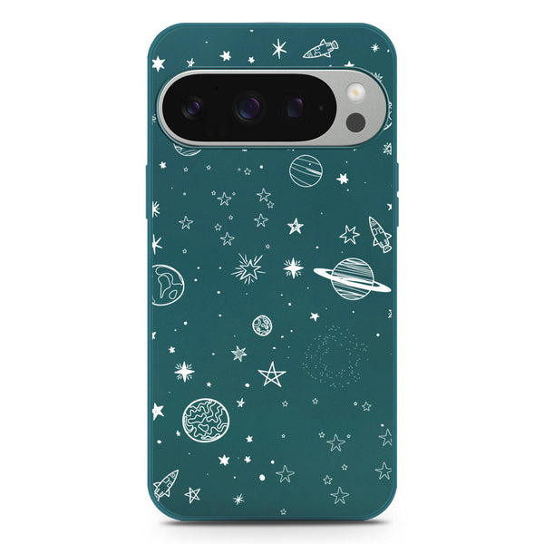 Stardust Dreams Design Soft Phone Case - Silica Gel Case - Darkgreen - Google Pixel 9