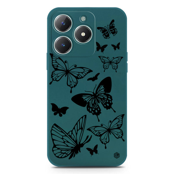 Cute Butterfly Design Soft Phone Case - Silica Gel Case - Darkgreen - Realme C63